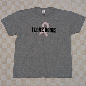 Vintage I love boobs breast cancer tee shirt size medium